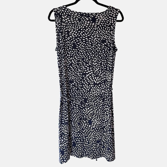 LOFT NWOT SLEEVELESS TIE WAIST DRESS NAVY BLUE & WHITE | SIZE: MEDIUM - Picture 7 of 10